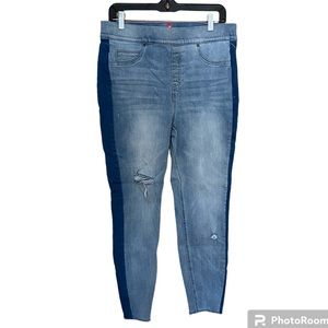SPANX Distressed Skinny 2-Tone Jeans - XL - EUC